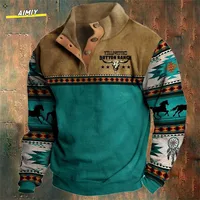 Jersey de manga larga con cuello para hombre, sudadera de uso diario, Tops Vintage, chaqueta informal con botones de gran tamaño, Otoño e Invierno