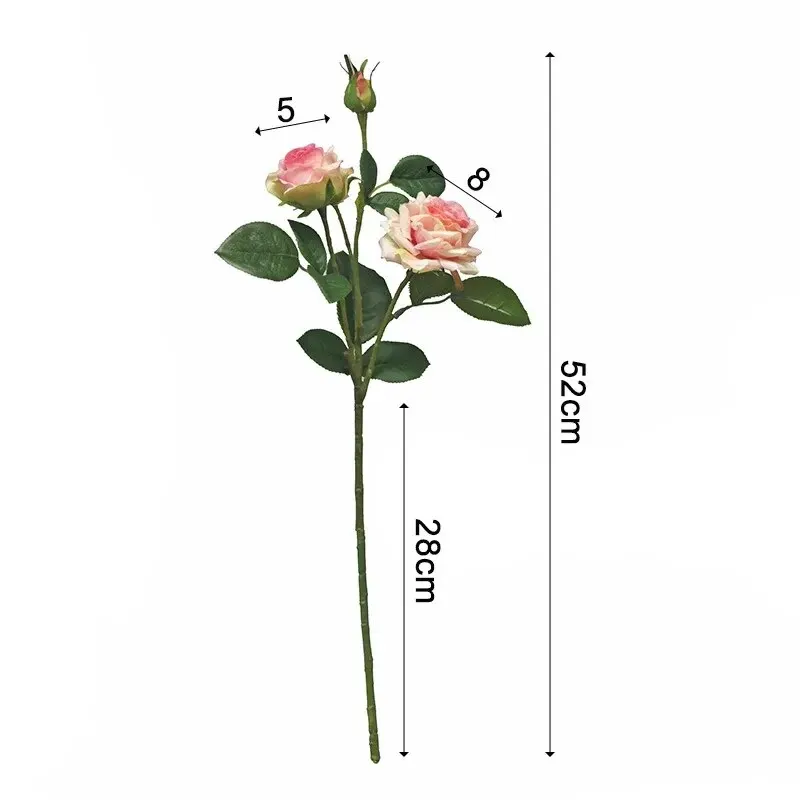 3 Heads High Quality Rose Fake Flowers Artificial Hand Feel Mosturizing Flowers Plants Home Living Room Office Party Decoration