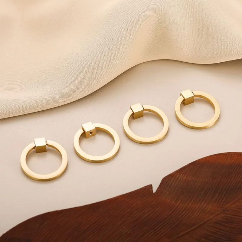 Poignée de porte de garde-robe nordique, poignée en cuivre pur à trou unique en laiton tout en cuivre, petite poignée d'armoire à tiroirs ronds simples