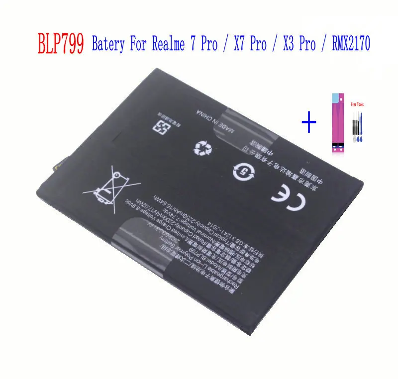 1x New 4500mAh 16.64Wh BLP799 Replacement Battery For Realme 7 Pro / X7 Pro / X3 Pro / RMX2170 Batteries + Repair Tools kit