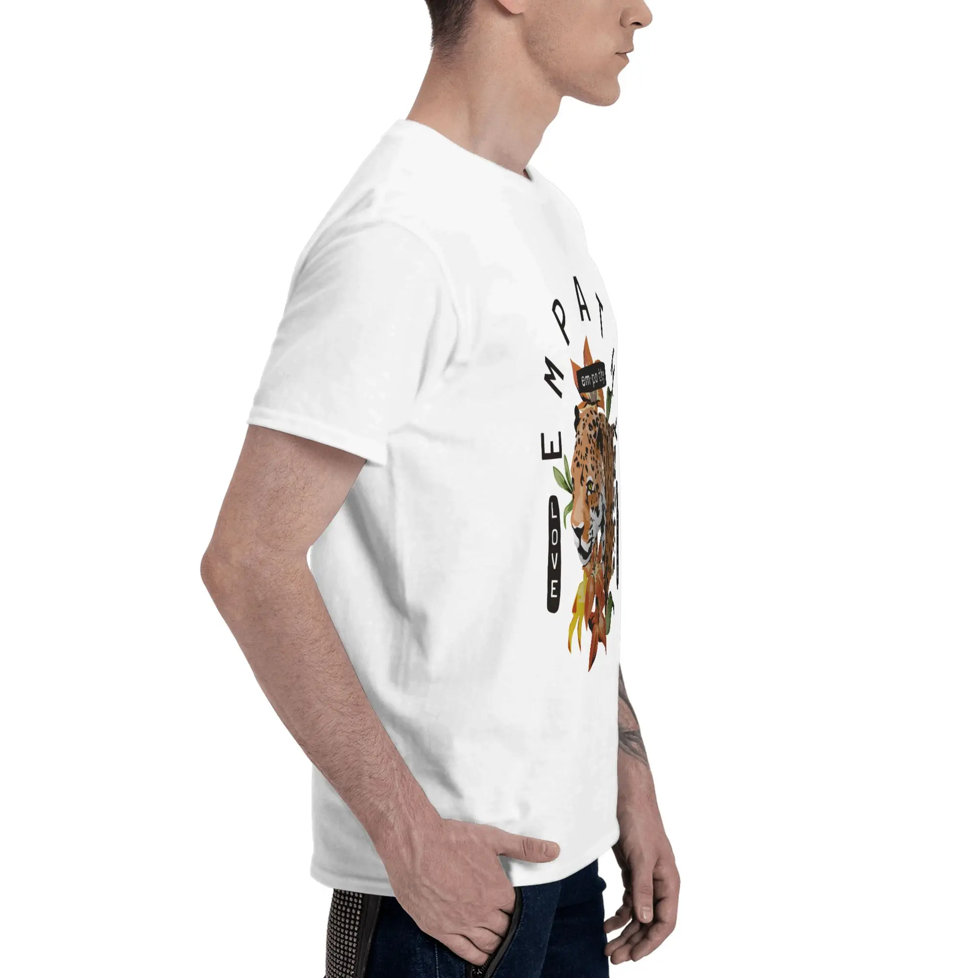 Empath Tiger With Floral Print Men's T-Shirt Clothes  Tee Shirt Short Sleeve fugees Cotton