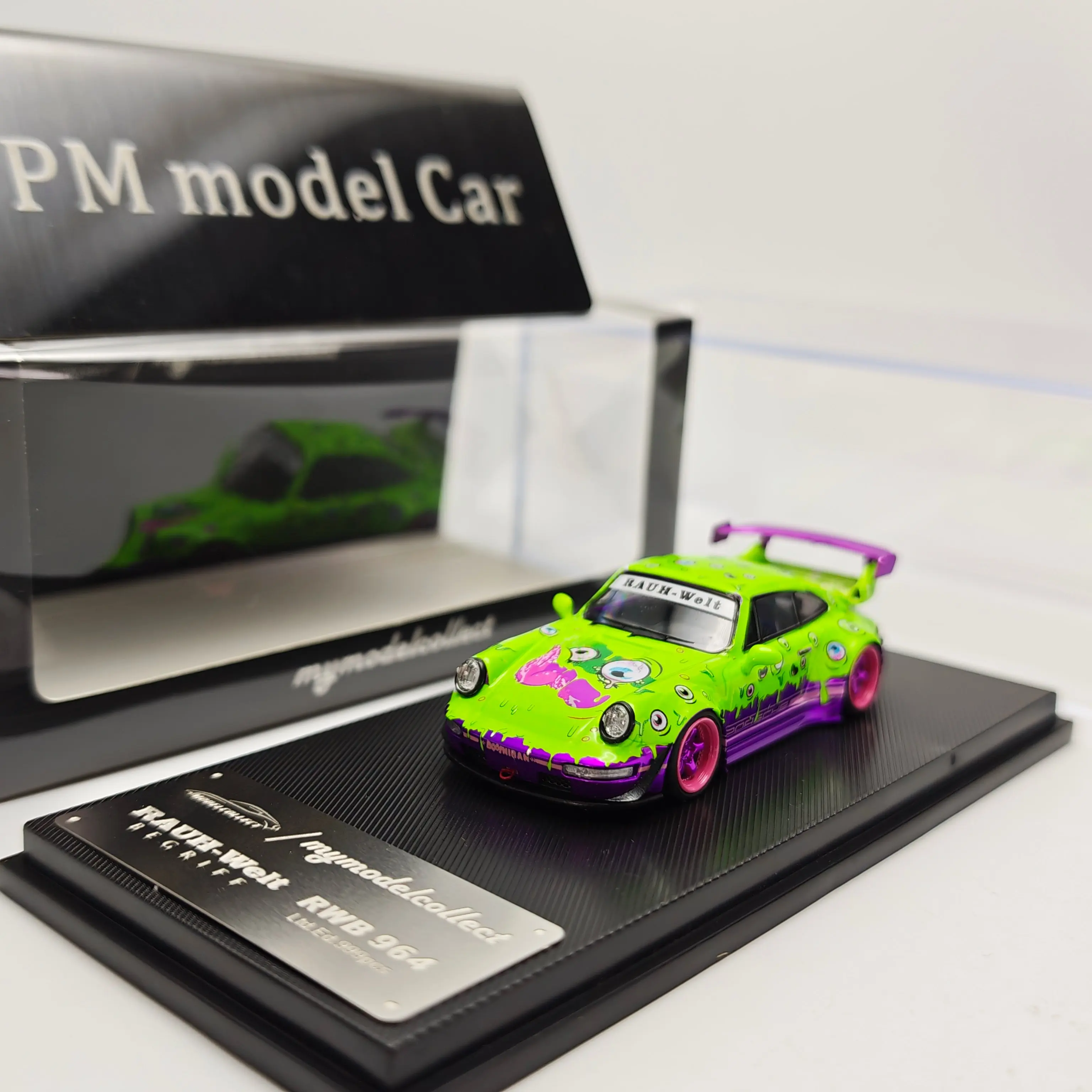 MC 1:64 Porsche RWB 964 GT Wing Alloy Diecast Model Car Collectible Ornament Gift