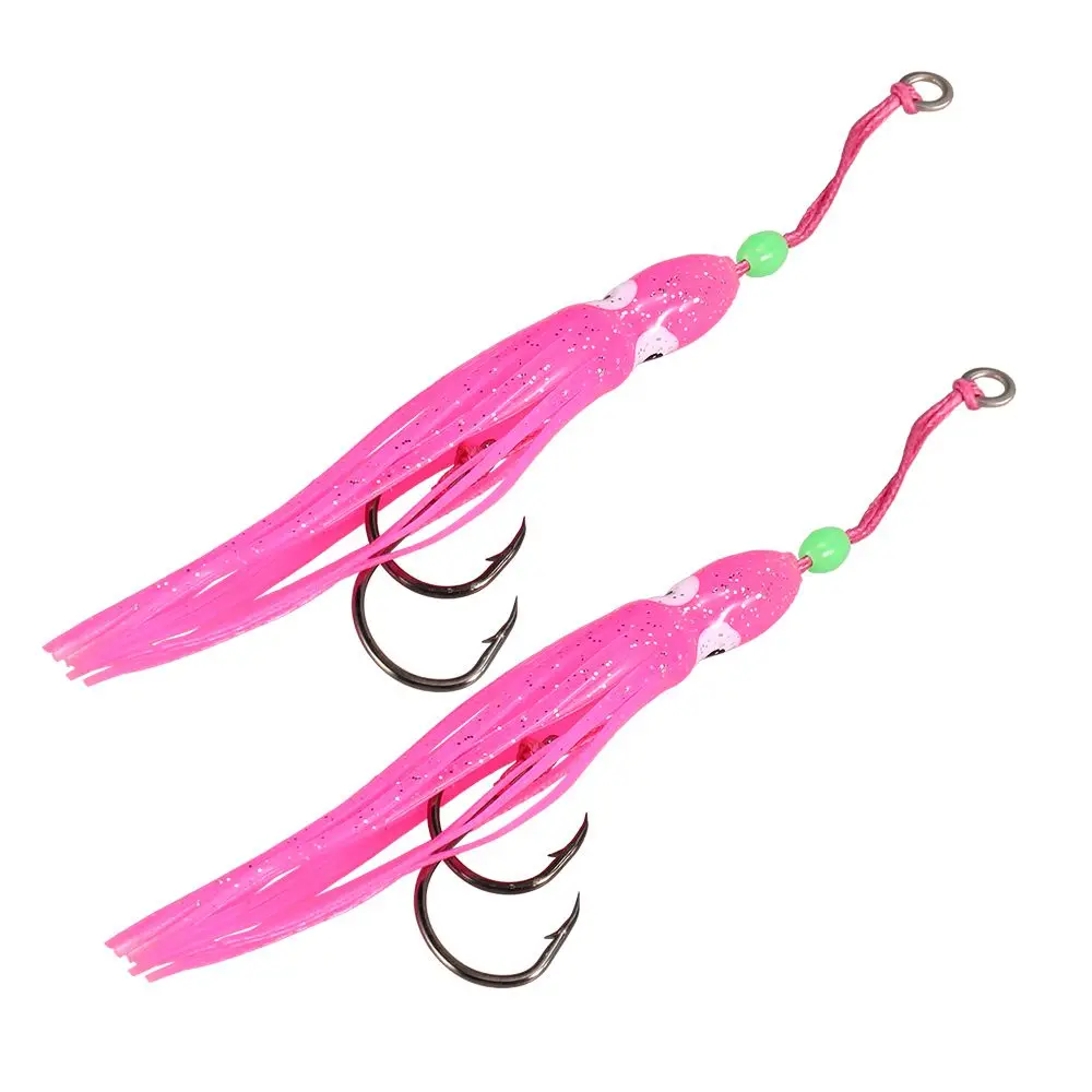 2Pcs/Lot 6cm/10cm/12cm Portable Artificial Soft Silicone Saltwater Octopus Bait Hook Squid Skirt Lure Fishing Tackle