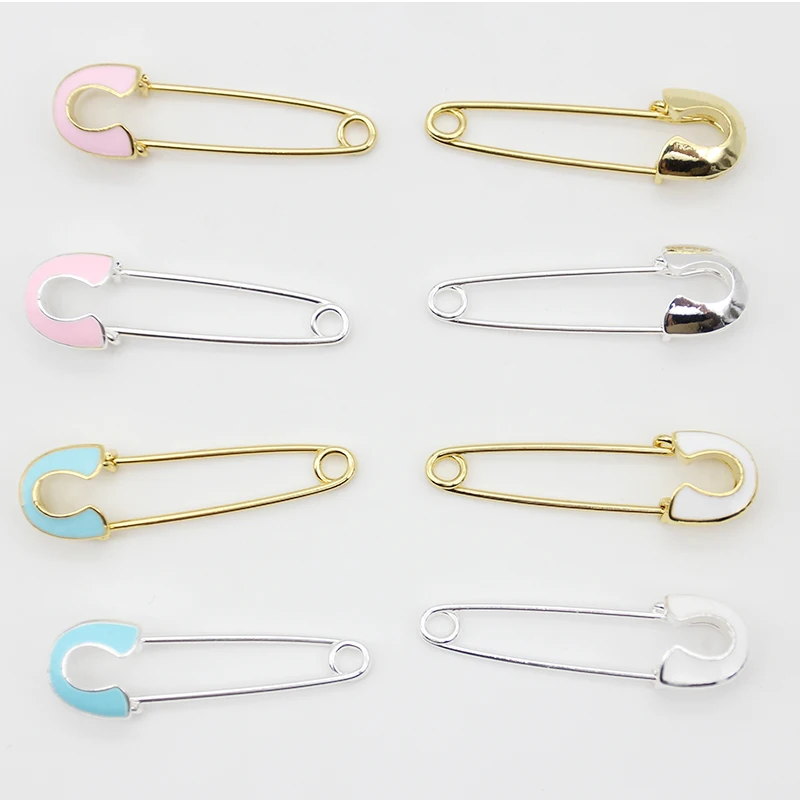 Islam 3.8 cm no loops Safety Pin Pink Blue Enamel  With Gold Silver Plated Small Brooch Baby Pins Brooches