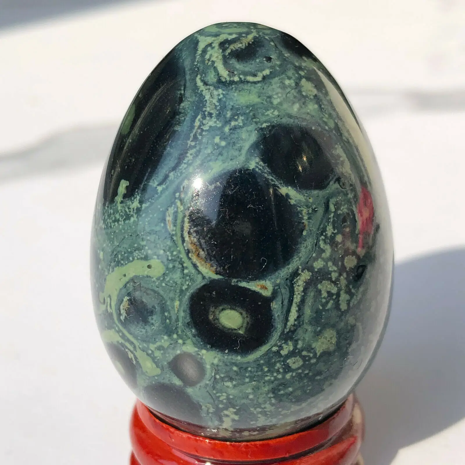 

Natural Peacock Eye Mineral Carved Egg Crystal Energy Healing Home Decor, Reiki Spiritual Healing Furnishings