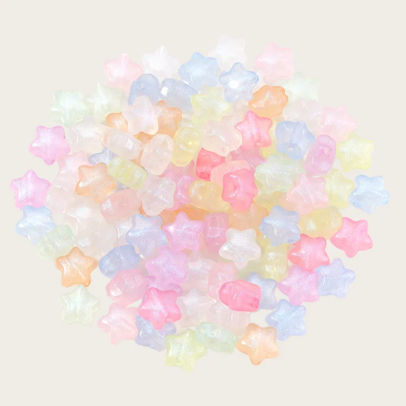 Atacado 50 Peças 10mm Contas Espaçadoras Soltas de Acrílico Luminosas Cor Sereia para Fabricação de Joias DIY (Pulseiras e Colares)