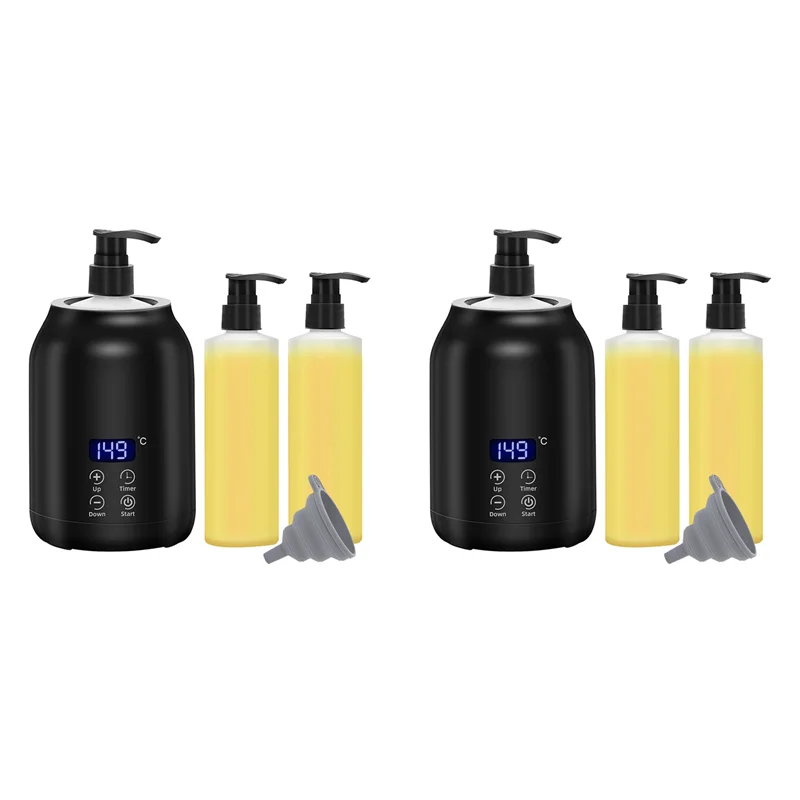 

A74U 2X подогреватель массажного масла, электрический массажный масляный цифровой нагреватель с двумя бутылками масла, дозатор с подогревом лосьона, вилка европейского стандарта