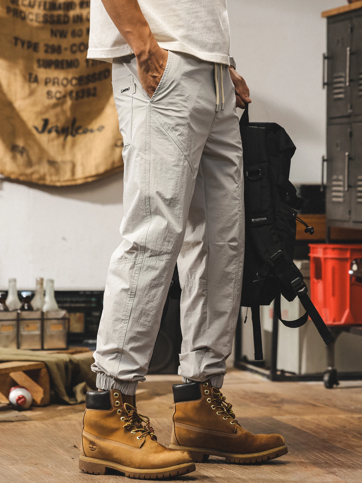 

Summer Thin Casual Pants Men's New Loose Ice Silk Trousers Faion Brand Patchwork Sports Long Pants American Casual Sle