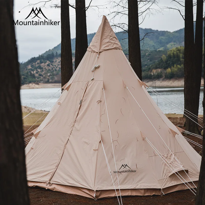 

Mountainhiker Outdoor Pyramid Indian Camping Tent Foldable Thickened and Rainproof UV Protection Large Space Storm