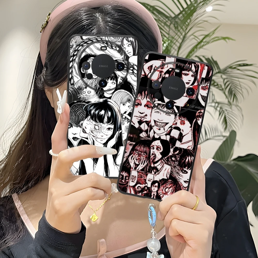 Junji Souichi Painting Mobile Cell Phone Case for Huawei Mate 60 50 40 30 20 10 Pro Plus Lite E 5G Black Soft Phone Cover Shell