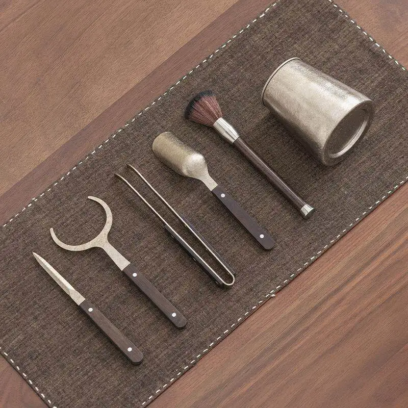 Pure Tea Ceremony Six Items Tea Ceremony Set Tea Making Tools Tea Clamp Tea Needle Tea Brush Tea Spoon Accessories Tea Set