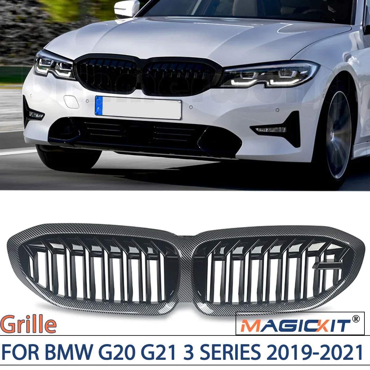 

Передняя решетка радиатора для BMW 3 серии G20 седан 2019-2021 для BMW 3 серии G21 Estate 2019-2021 углеродное волокно внешний вид автомобильные аксессуары ABS