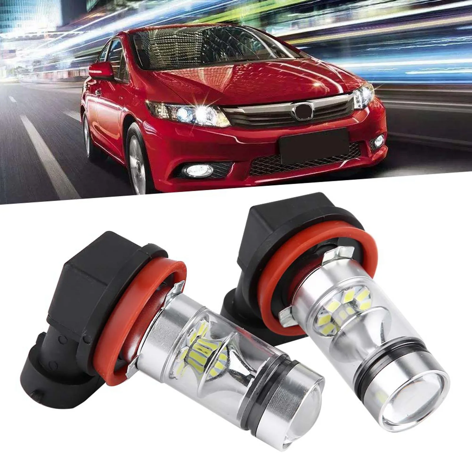 

2x H8 H9 H11 6000K Super White 100W LED Headlight Bulbs Kit Fog Car Driving Light Fog Driving Light LED Headlight Car Fog Light