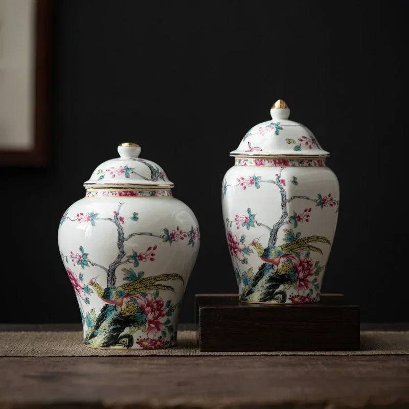 Chinese Style Retro Tea Caddy Household Ceramic Storage Jars Sealed with Lid Tea Jars Pu'er White Tea Storage Container