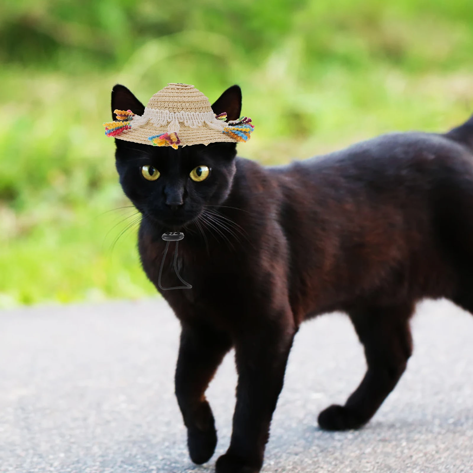 

EyeCatching Pet Straw Woven Hat Dog Costume Accessory Attractive Party Headwear For Small Animals