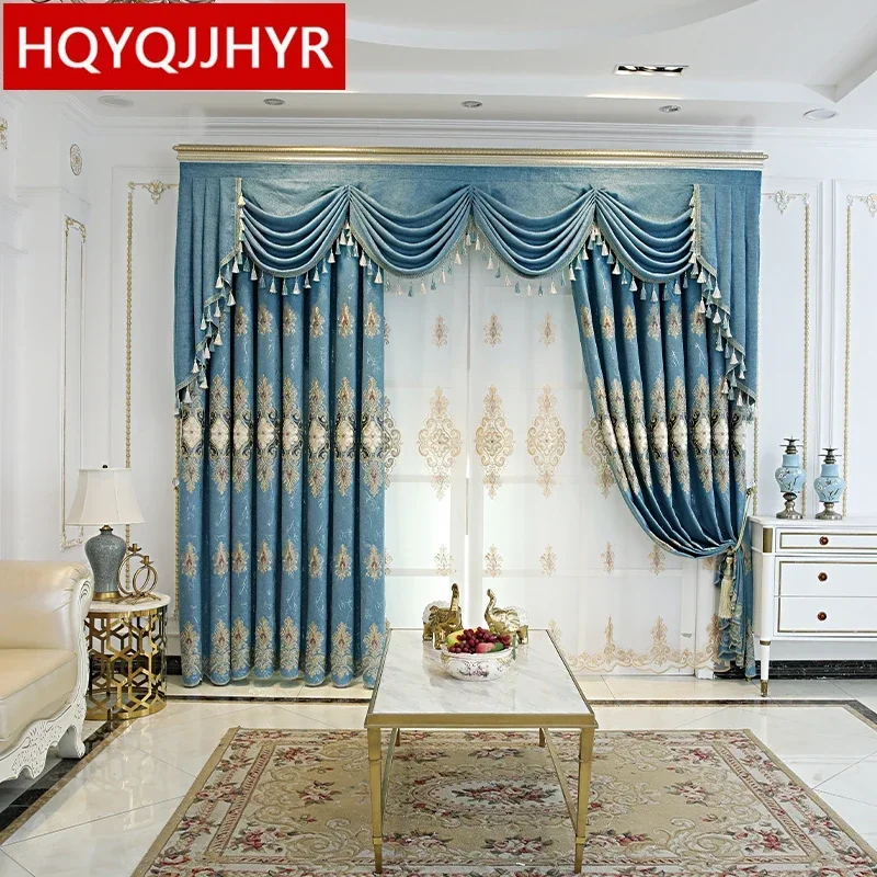 

European and American embroidered decorative blackout curtains for living room high-quality custom curtains for bedroom kitchens