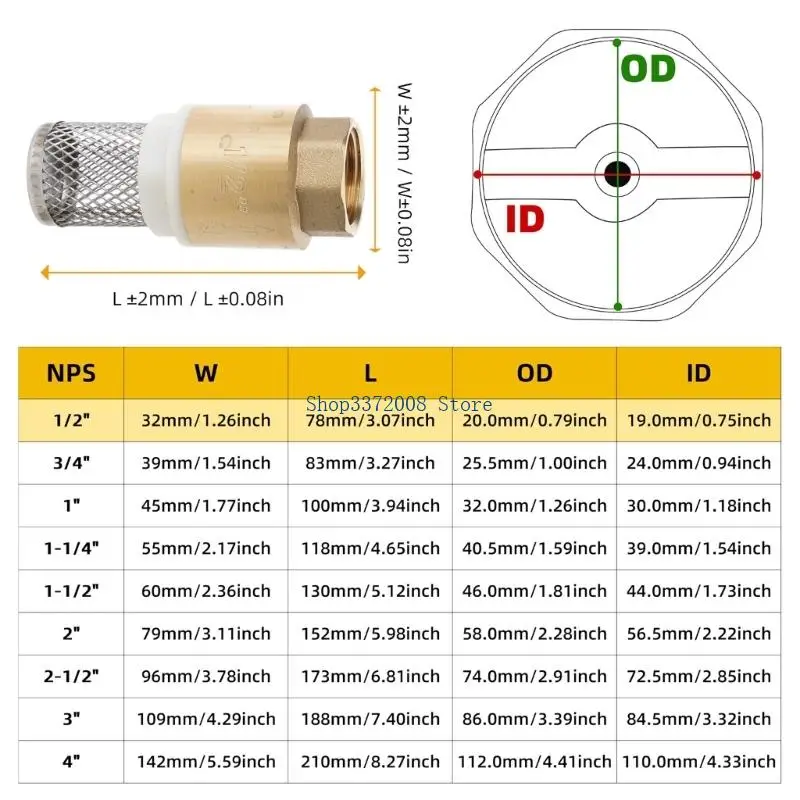 1/2Inch Internal Thread Brass Foot Valves Non Return Valves For Efficient Fluid Filtration And Pressure Control Enduring