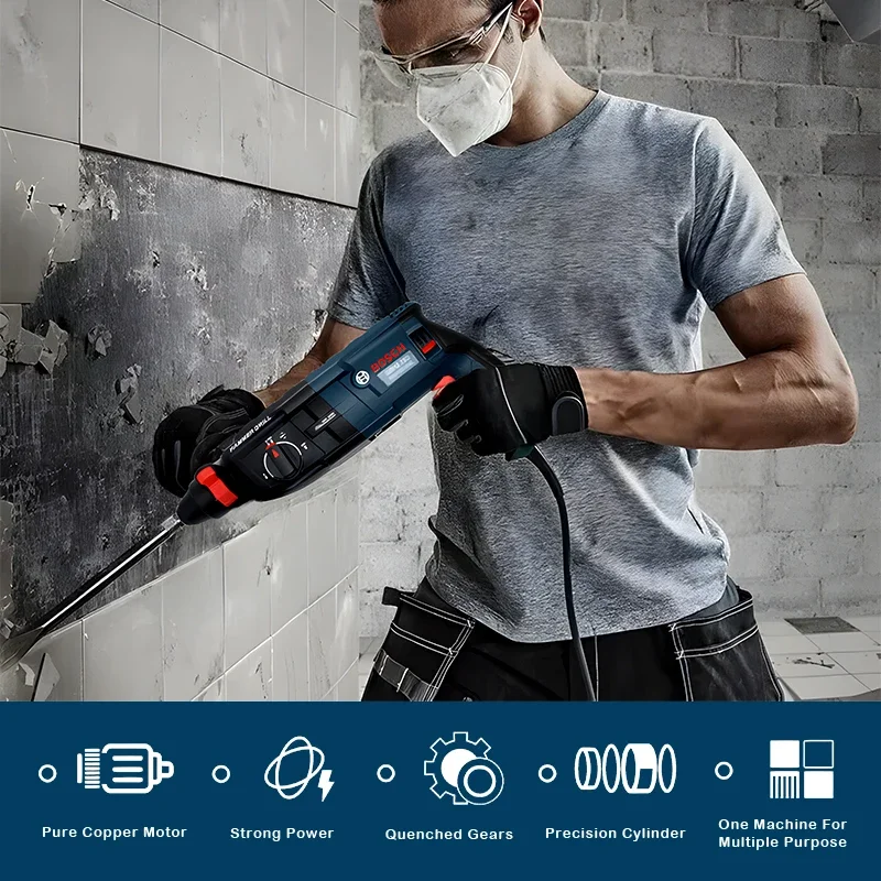أداة المطرقة الدوارة Bosch gbh2-26d ونظام SDS-Plus بقدرة 810 وات مع الملحقات