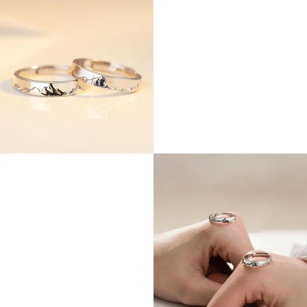 

9HJK Mountain Sea Open Rigtable Rigtable Lovers Ring Кольцо для него ее подруга, парень