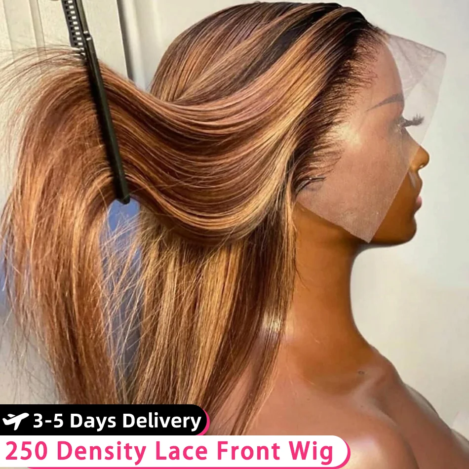 

250 Density HD 13x6 Highlight Wig Colored Lace Front Human Hair Wigs For Women 13x4 Bone Straight Honey Blonde Lace Frontal Wig