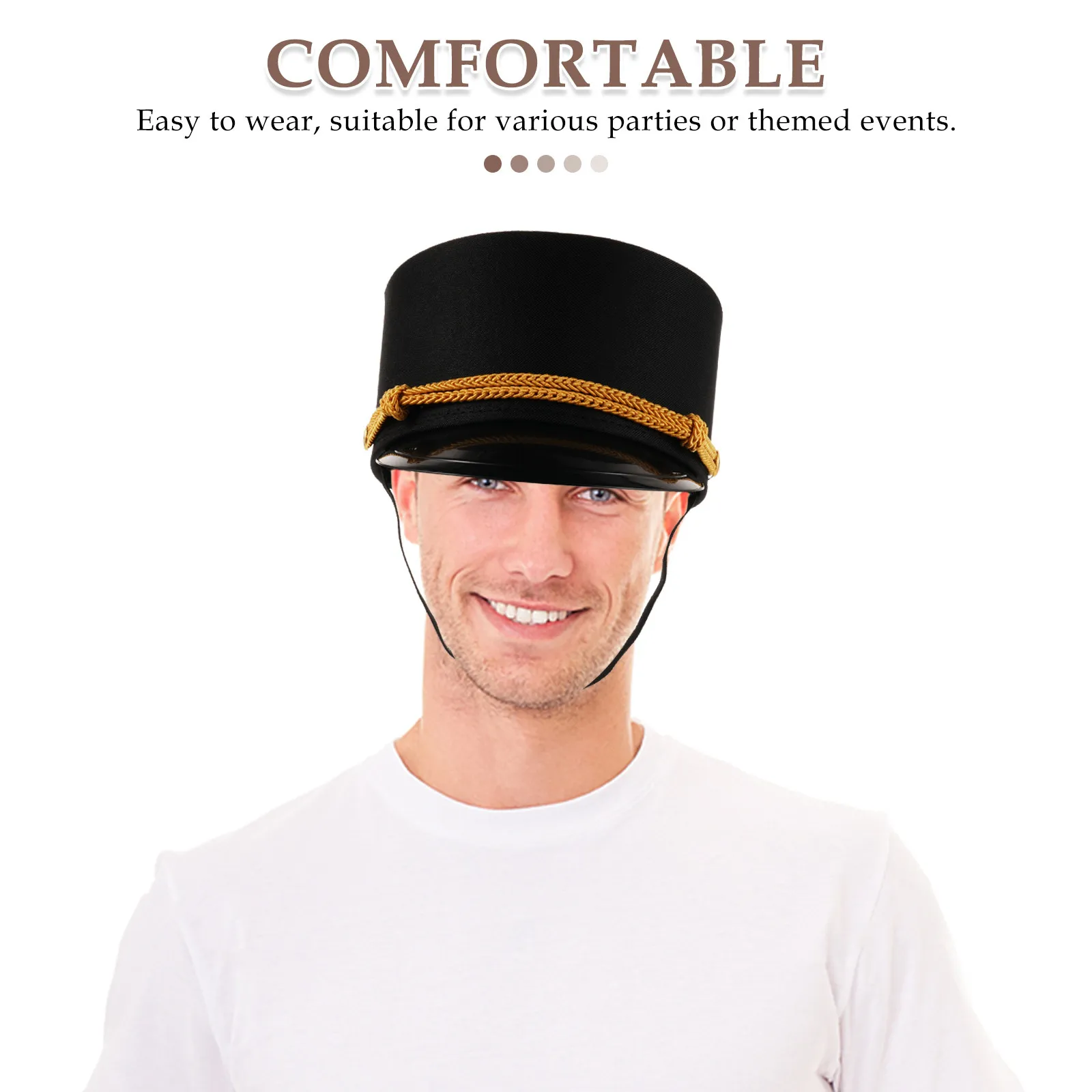 Chapéu de Condutor de Trem de Tecido para Cosplay, Boné de Engenheiro de Trem, Adereços de Fantasia de Condutor, Chapéu de Motorista de Trem, Acessórios de Fantasia Ferroviária