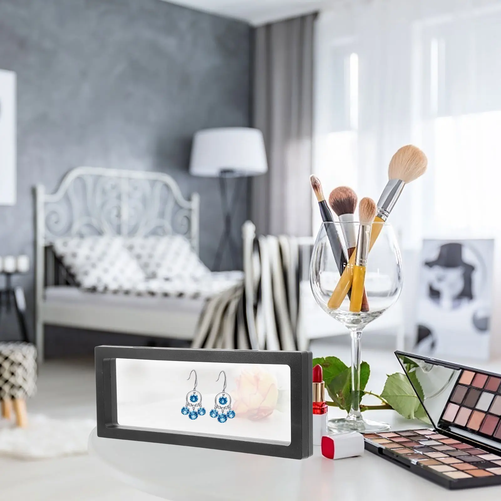 2Sets Ring Display Box Antirust Jewelry Storage Elegant Frame Eye-Catching Interior Decor Ring Display Stand Jewelry Holder