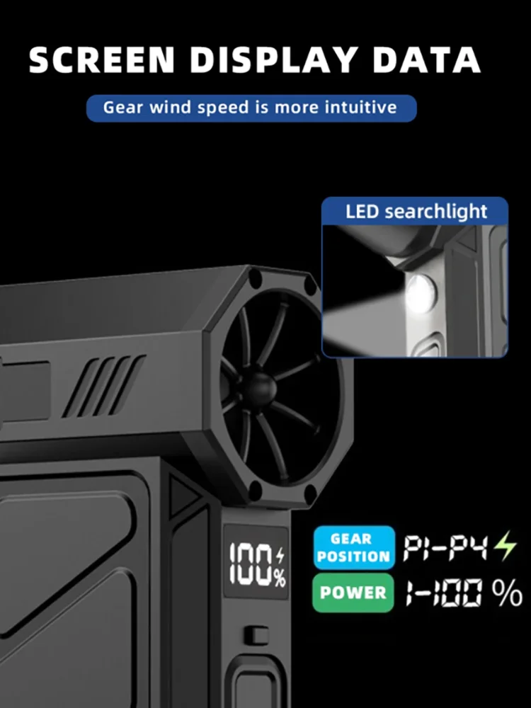 

390000RPM Air Blower Turbo Jet Fan Vacuum Dust Cleaner Type-C Charging 58m/s High-Speed 4 Gear Wind Speed Turbo Violent Fan Tool