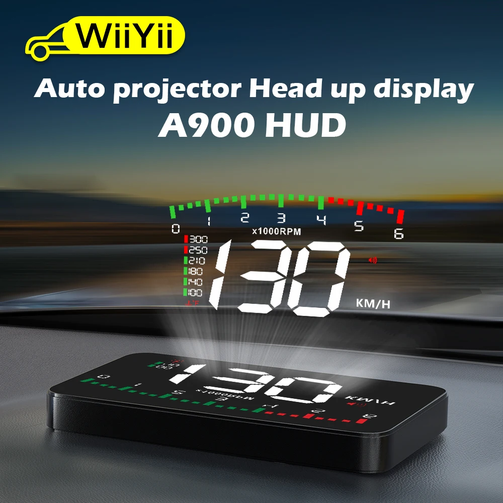 Автомобильные аксессуары WIIYII A900 OBD2 HUD, дисплей на голову, скорость оборотов в минуту, автомобильные электронные аксессуары, гаджеты,