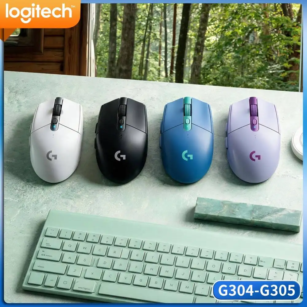 Logitech G304 Wireless LIGHTSPEED Gaming Mouse Balanced Weight AA‑Battery For Student Gamer Desktop Laptop Setup