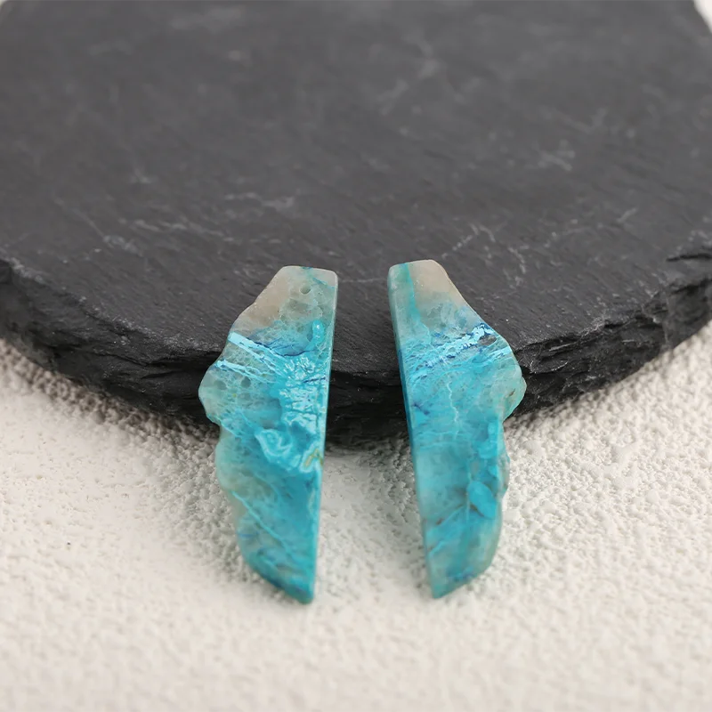 

Handmade Natural Stone Chrysocolla Nugget Earring Bead DIY Making Jewelry Finding 30x3mm 10g