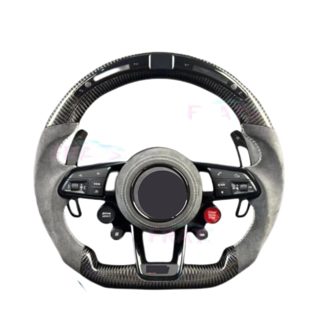 Custom Genuine Leather LED Car Steering Wheel For Audi TT R8 A3 A4 B9 A5 RS3 RS4 RS5 S3 S4 S5 Q7 Q8 Carbon Fiber Steering Wheel