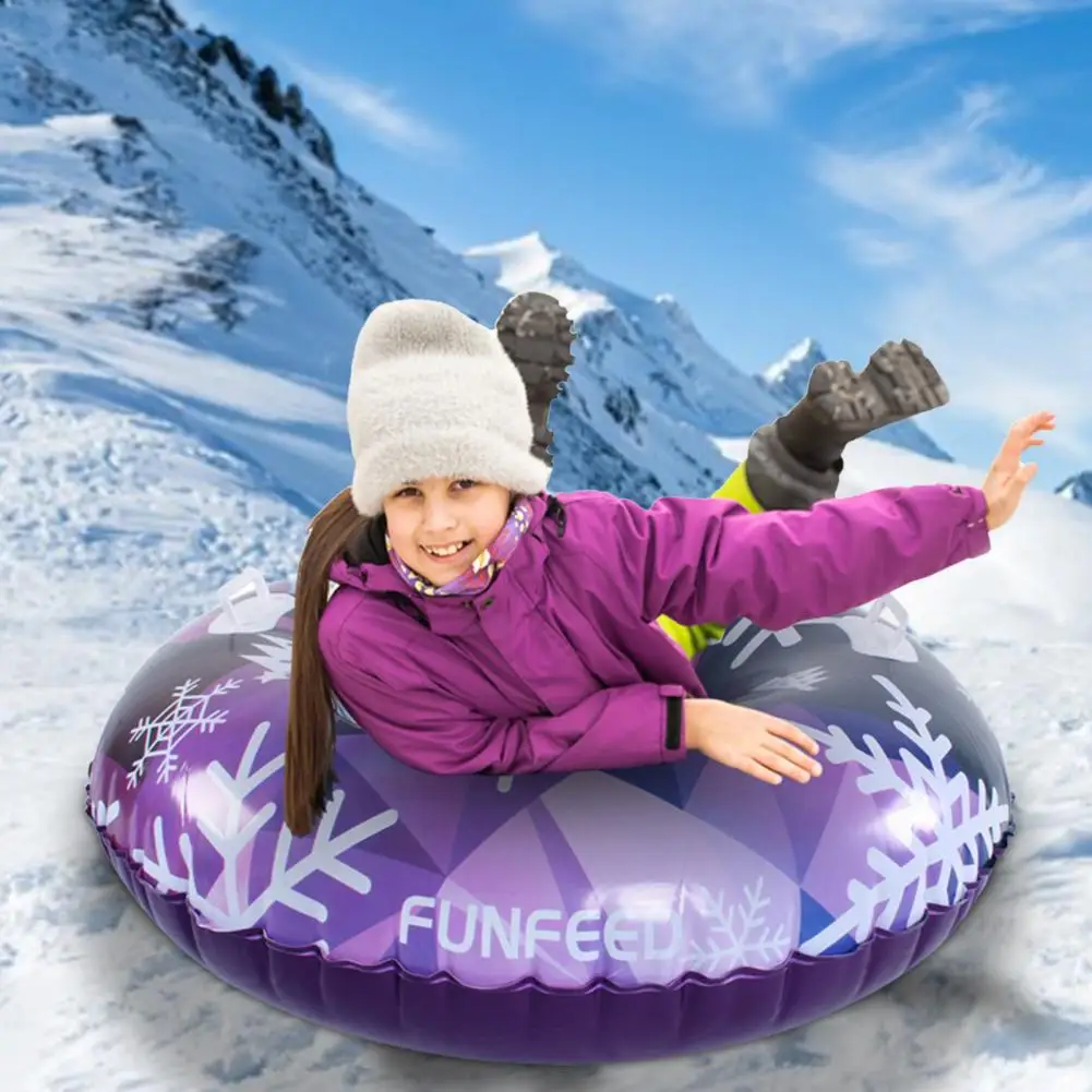 Inflatable Snow Tube Sled with Double Handles Ski Ring Valve Design Snowboard Inflatable Ring Winter Outdoor Toy for Kids Adults