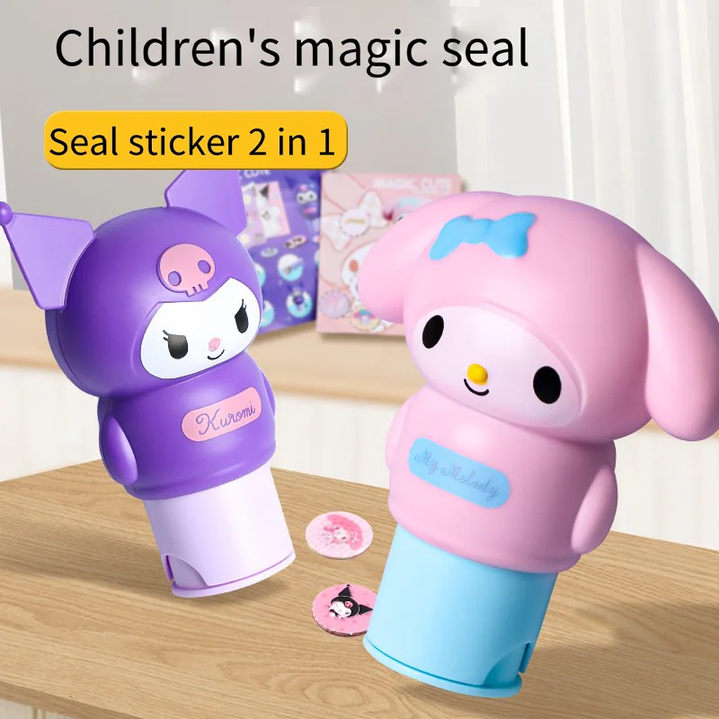 Sanrio Kuromi 스티치 멜로디 Diy 스탬프 딸기 곰 만화 스티커 마법의 모양 방수 원활한 어린이 선물
