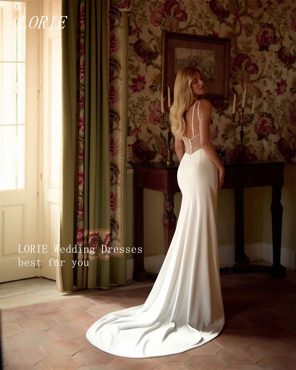 LORIE – robe de mariée sirène de luxe, Simple, col en V, tempérament élégant, personnalisée, 2026