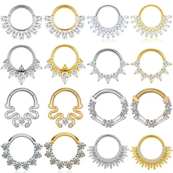 1PC ASTM F136 G23 Titanium 16G Piercing Goth Jewelry Nose Rings Septum Hinged Segment Cartilage Daith Conch Earrings Clicker Lip