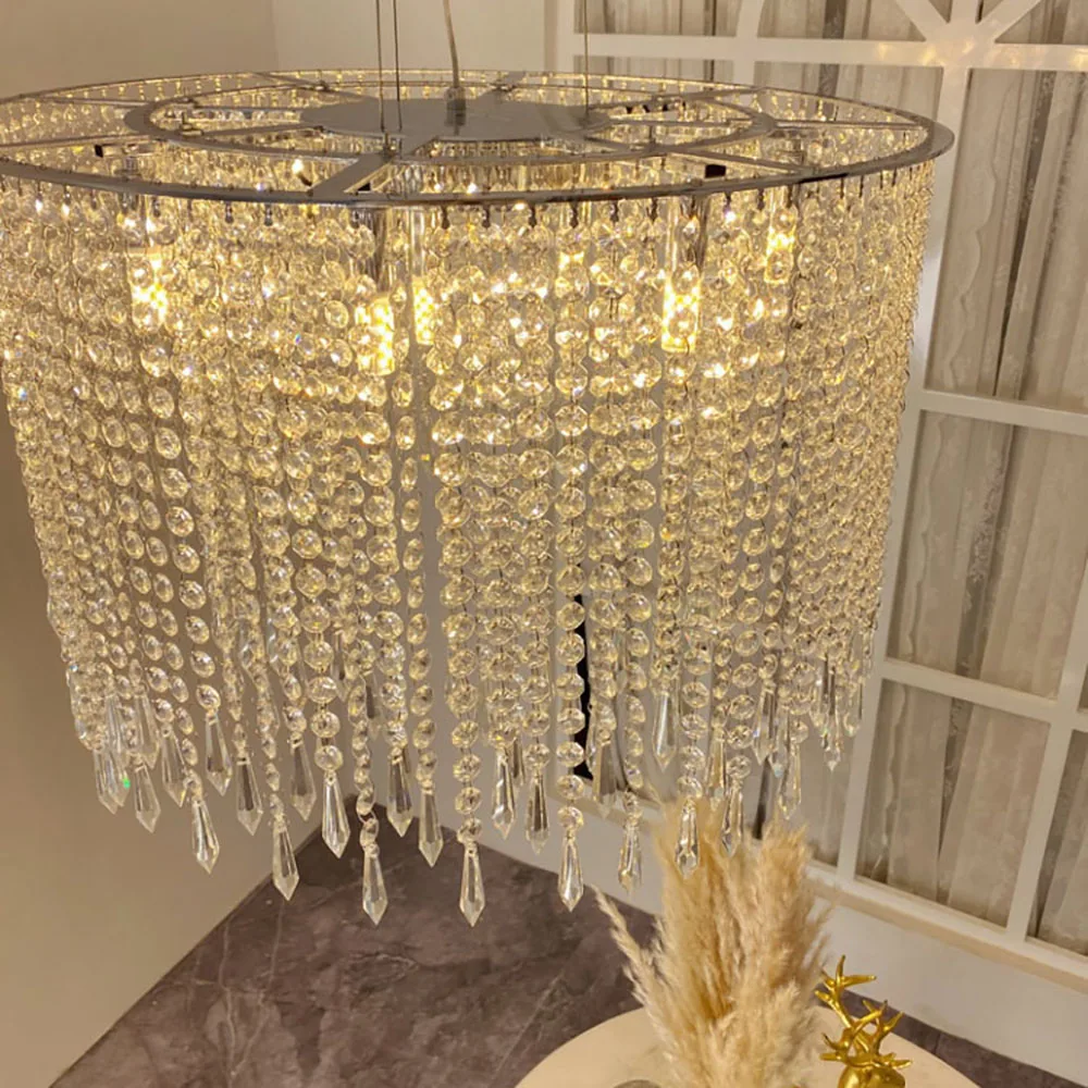 Art Luxury Chandelier Living Room Round Bedroom Girl Home Decor Crystal Lamp Designer Rectangle Kitchen Island Lights Fixture