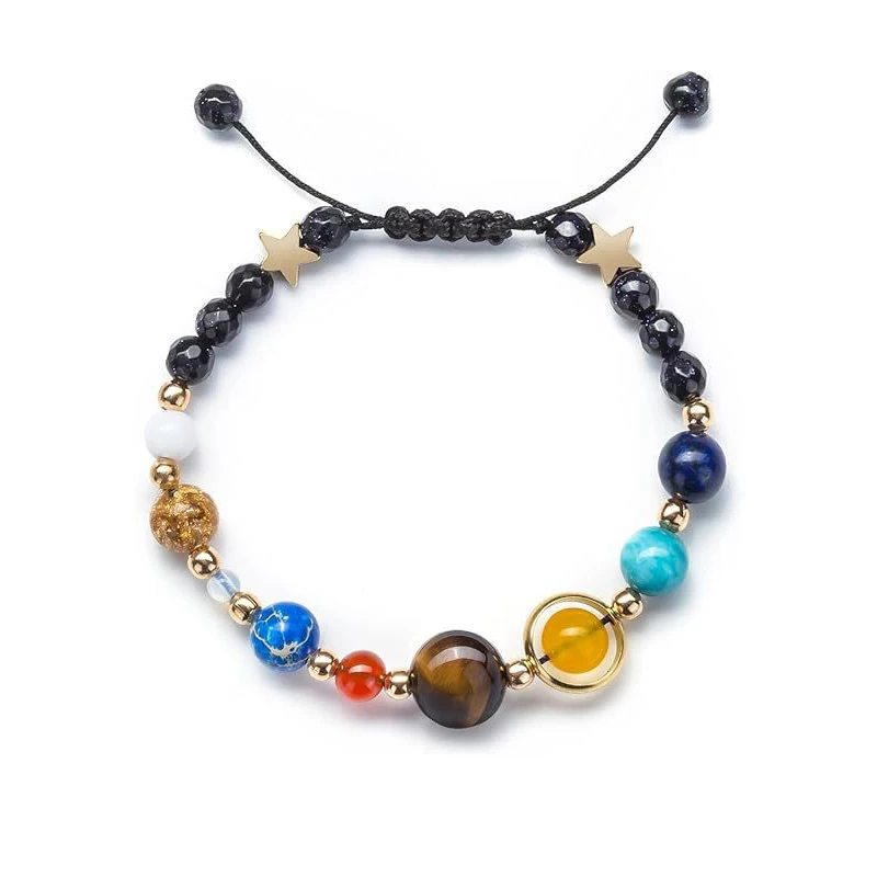 Solar System Bracelet Resin Natural Stone Bead Bracelet Planetary Design Bracelet Stylish For Casual Wear Special Occasion