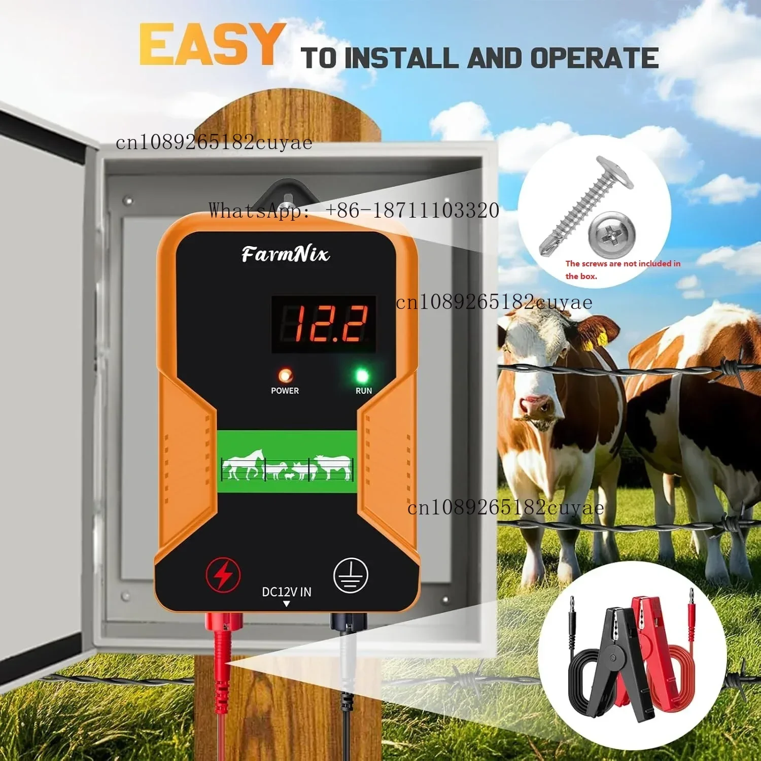 12Kv Electric Fence Charger for Livestock Electric Fence 15Km Electric Fence Power Supply for Wildlife Prevention Farm Poultry