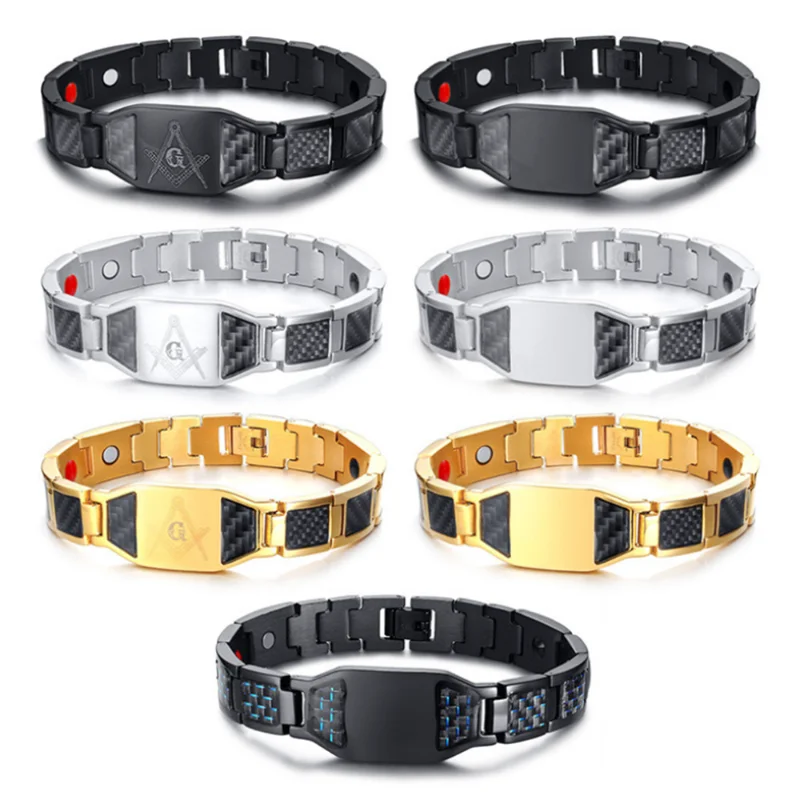 

4 in 1 Men Steel Magnetic Therapy Healing Bracelet Bio Magnet Health Care Bangle Relieve Pain Anti Radiation Wristband Gift