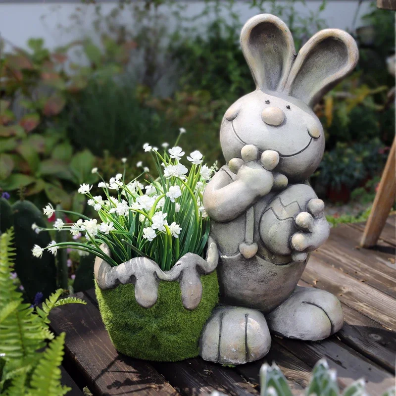 

Cute Rabbit Flower Pot Succulent Balcony Layout Large Cartoon Small Animal Creative Shape Outdoor Garden Decorations