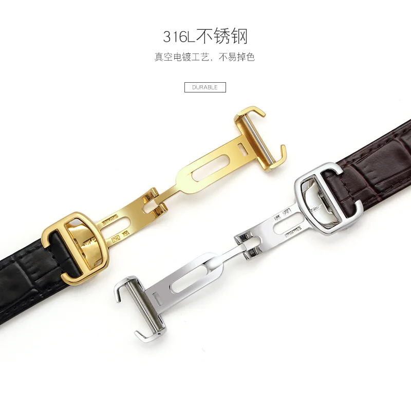 Strap Crocodile Pattern Fits Cartier Tank Solo London Santos genuine Leather Breathable High Quality Bracelet 16/18/19/20/22MM