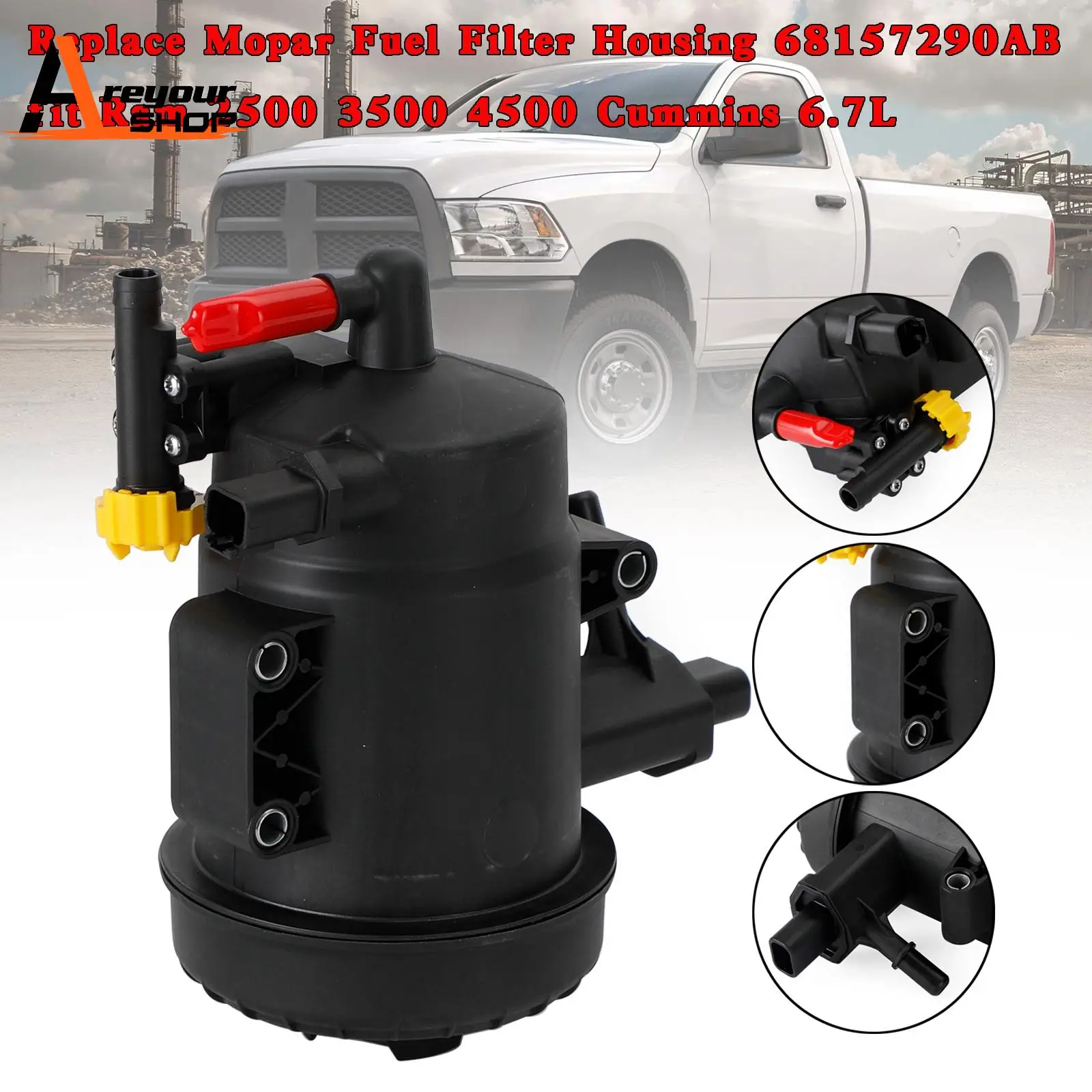 

Replace Mopar Fuel Filter Housing 68157290AB fit for Ram 2500 3500 4500 Cummins 6.7L