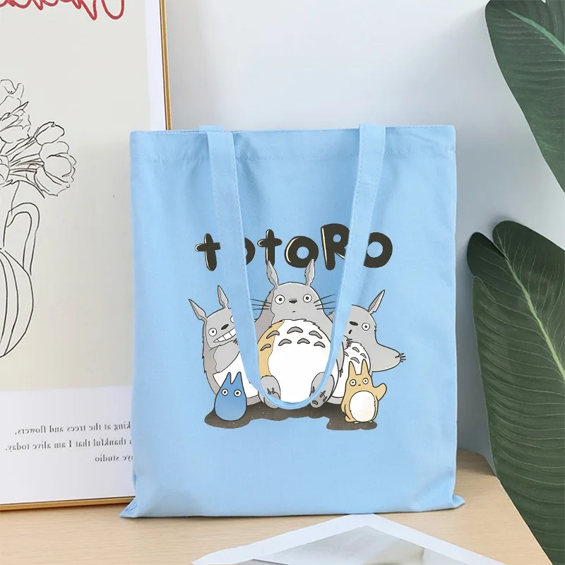 

Totoro Canvas Bag Cartoon Anime Pattern Printed Tote Bags Women Men Fashion Large Capacity Handbags Multifunctional Handbag Gift