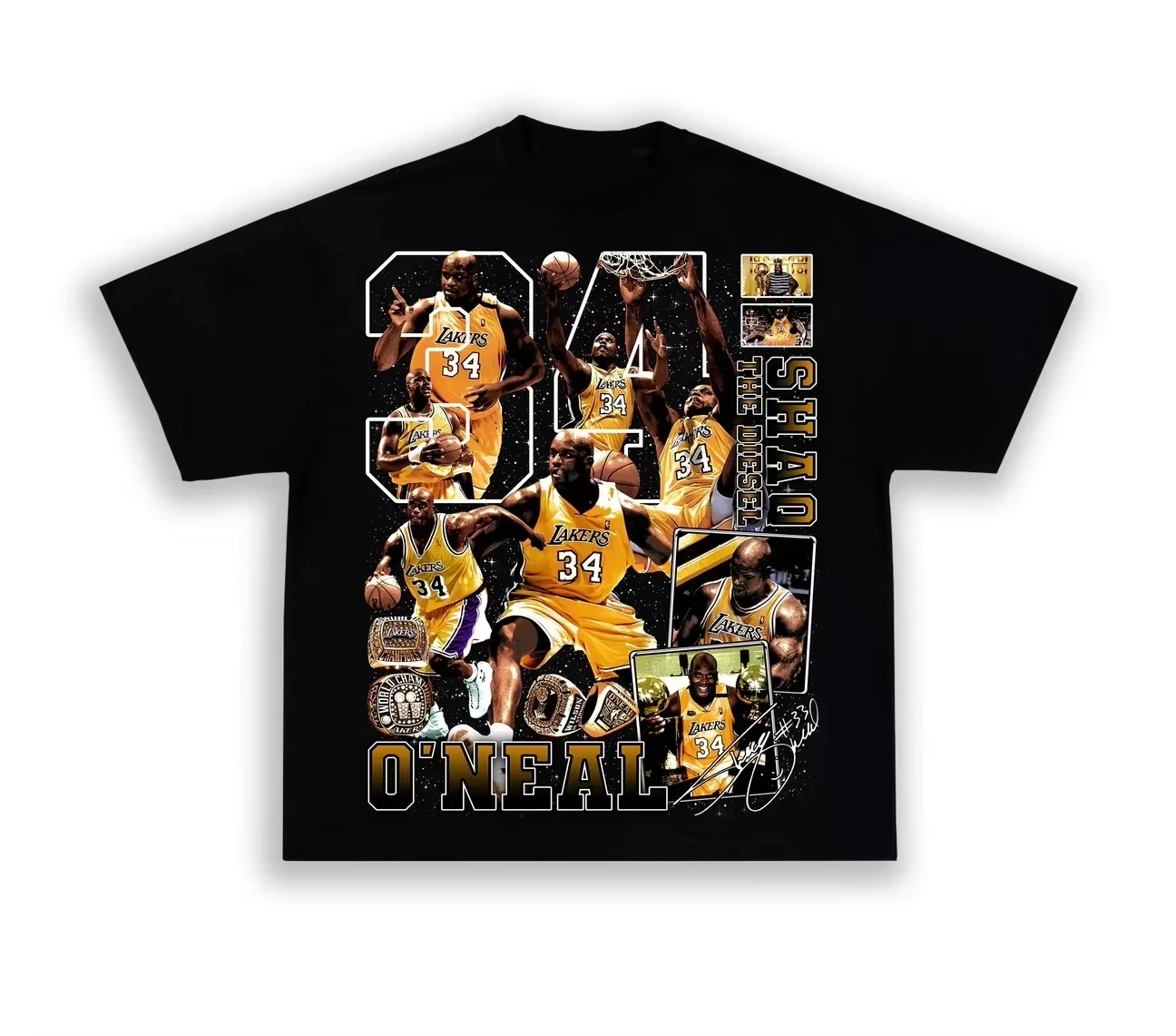Camiseta Shaq The Diesel con gráficos estampados de algodón Y2K, novedades de primavera y verano, camisa de manga corta a la moda para hombres y mujeres