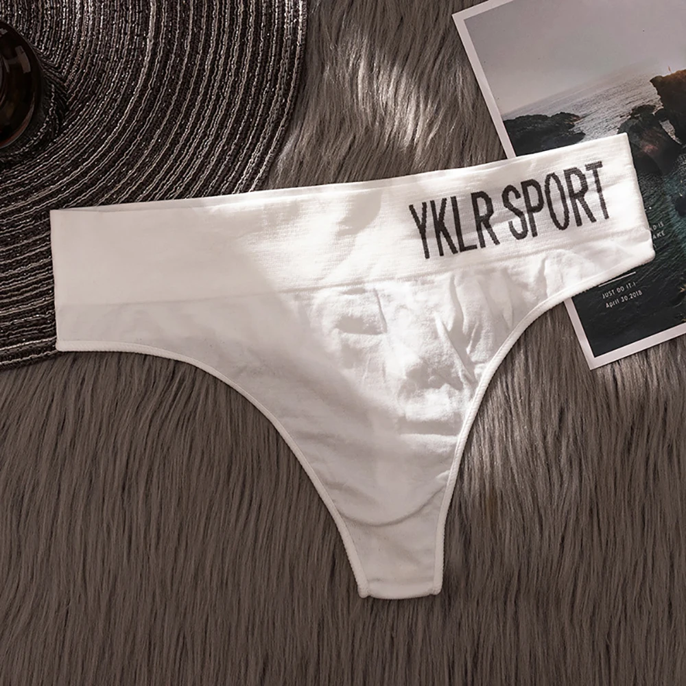 Comfort Female Wide-waist Pure Color Cotton Crotch Underwear G-String Women Thong Letter Panties Sexy Briefs