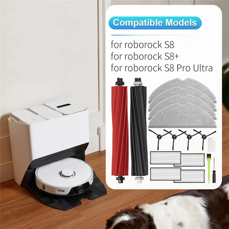 A02V-untuk Roborock S8 Pro Ultra Robot Vakum Sikat Utama Ganda Sikat Samping Filter Hepa Suku Cadang Kain Pel