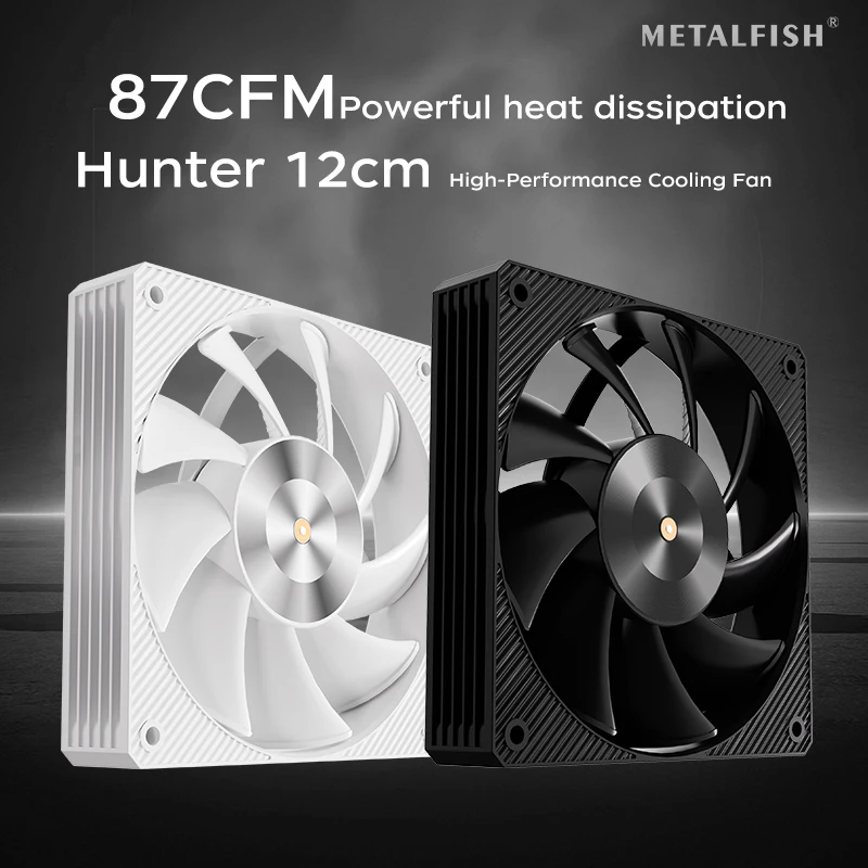 METALFISH Hunter High-Performance Cooling Fan 12cm PC Computer Chassis Fan 4Pin PWM High airflow Cooling Fan 2200RPM