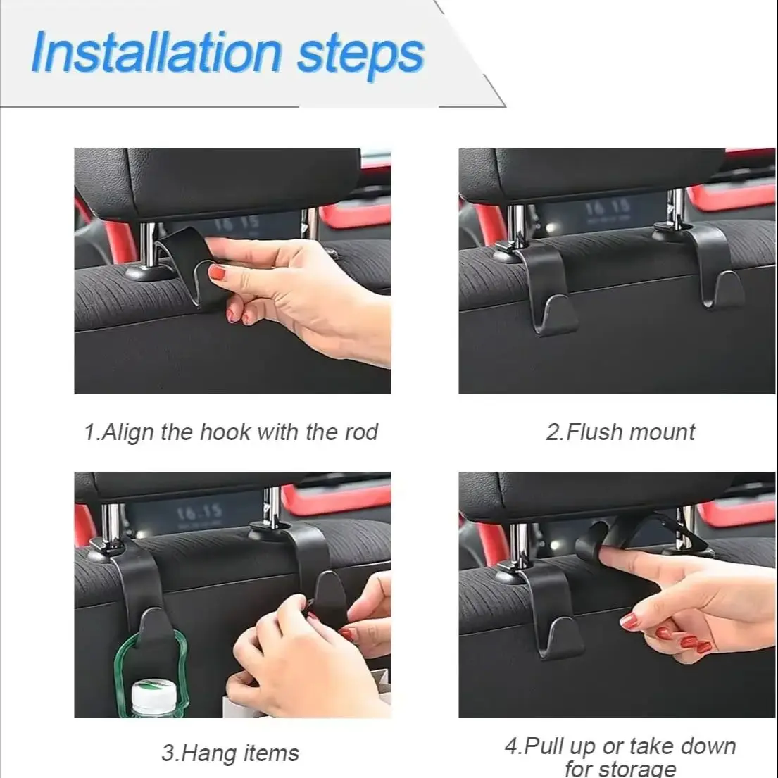 Universal Car Seat Headrest Hook Hanger Storage Car Back Seat Hooks Organizer Holder Clips for Handbag Auto Interior Accessories image 3