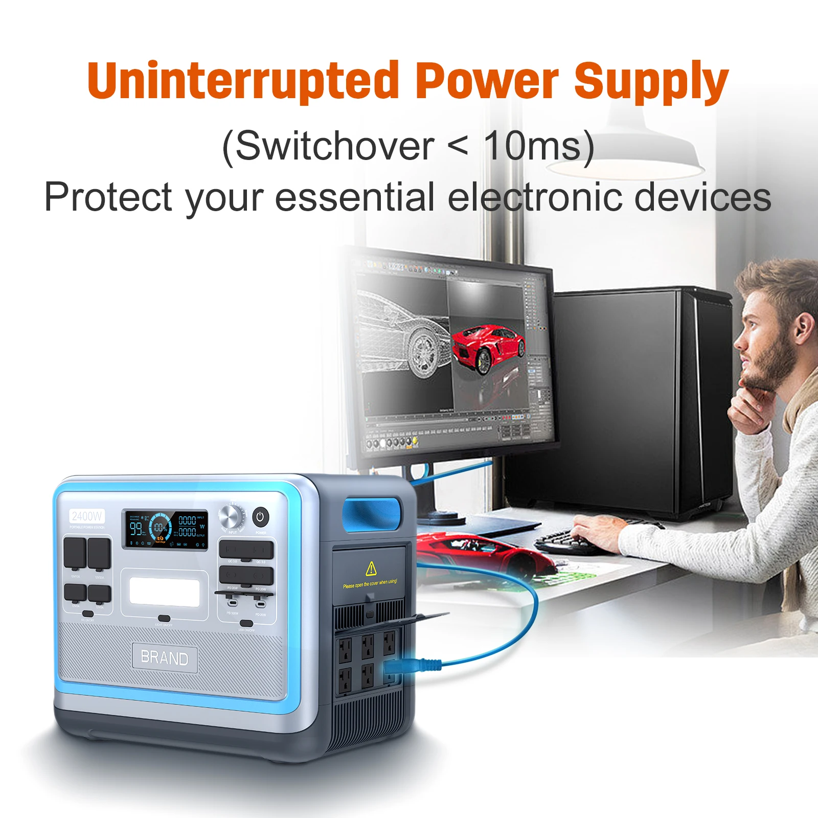 EMERGENCY Energy Storage Supply Solar Generator Battery Backup Emergency Camping Outdoor 2400W Portable PowerStation