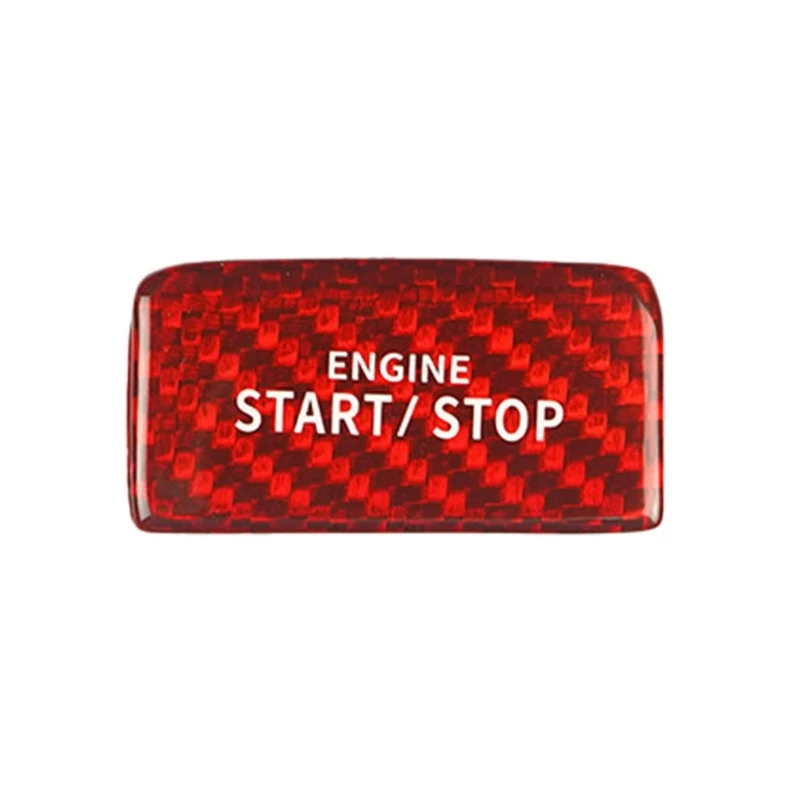 Automotive Start Stop Button Decal Carbon Fiber Pattern Interior Trim Sticker for Dashboard Console Push Buttons Area